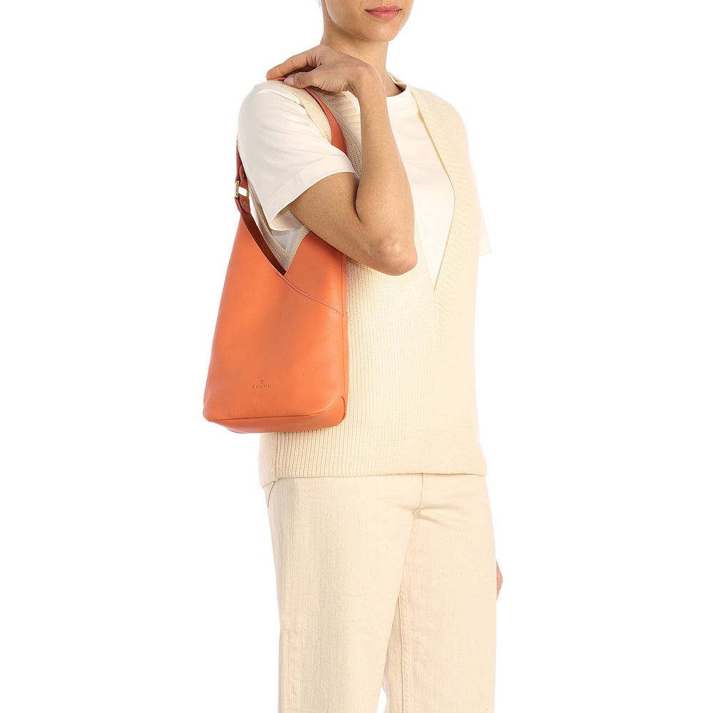 Malibu | Sac epaule pour femme en cuir couleur orange pontormo
