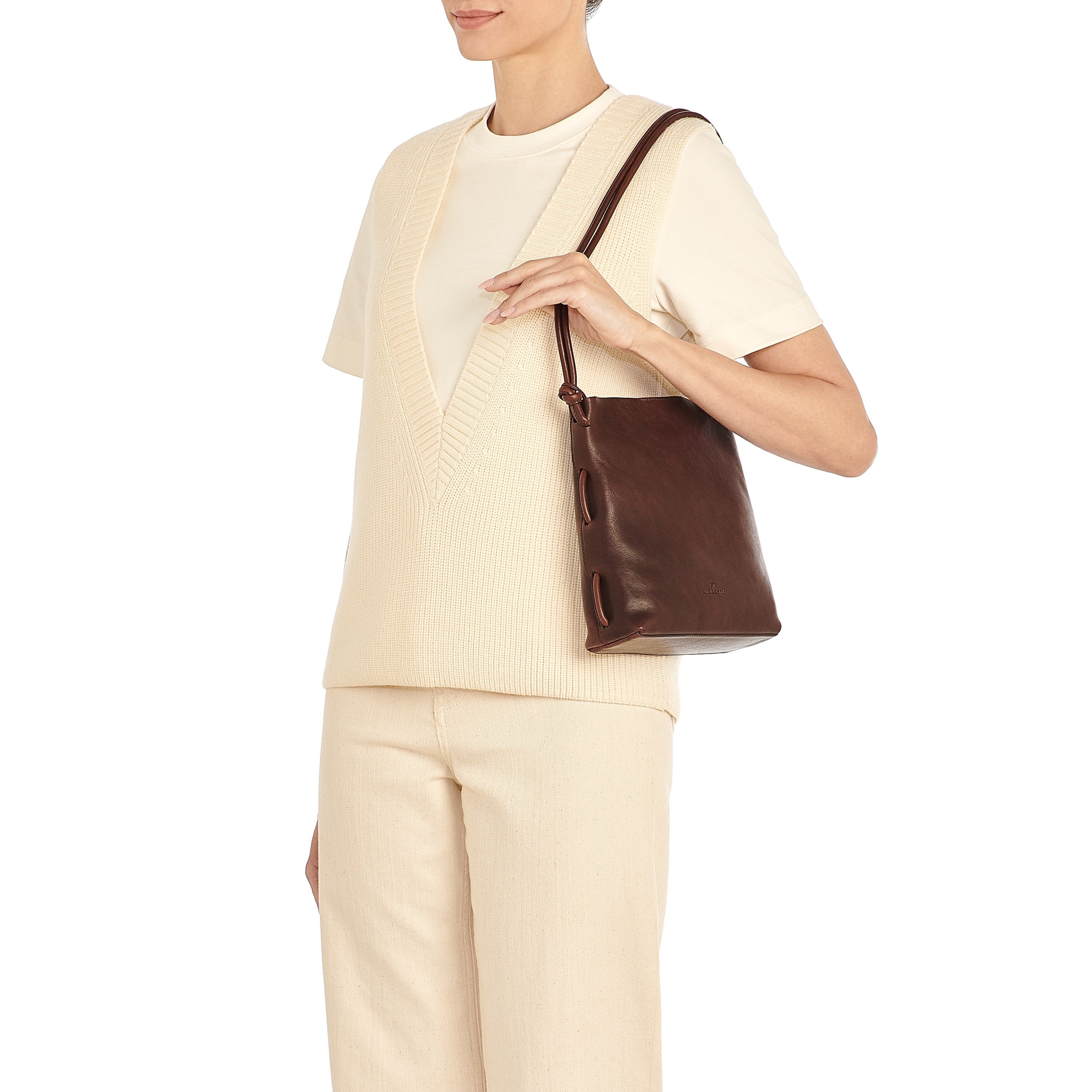 Snodo | Women's shoulder bag in vintage leather color coffee