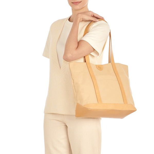 Women's shoulder bag in fabric color natural