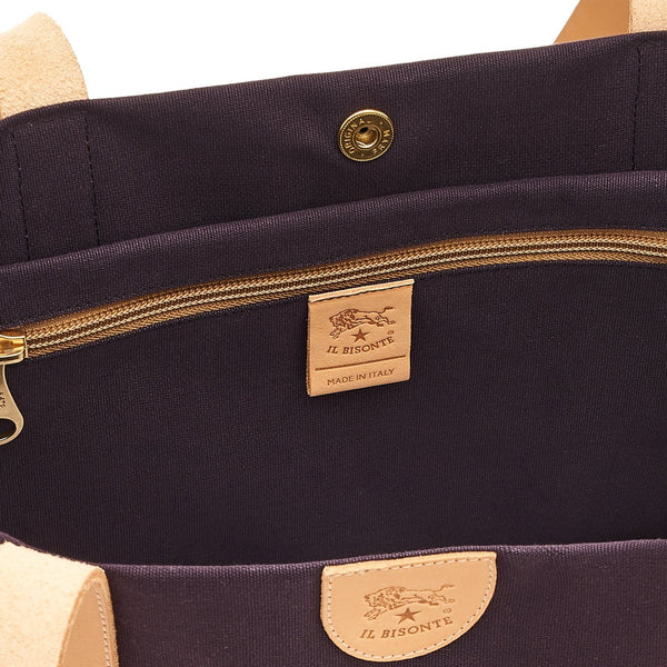 "Borsa a spalla da donna in tessuto colore blu/naturale"