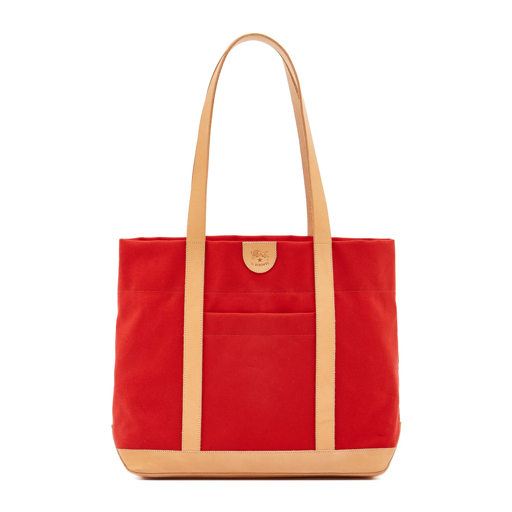 Women's shoulder bag in fabric color red/natural — 
front view
 — 1 of 5