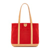 Women's shoulder bag in fabric color red/natural