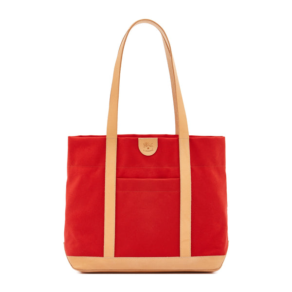 "Borsa a spalla da donna in tessuto colore rosso/naturale"