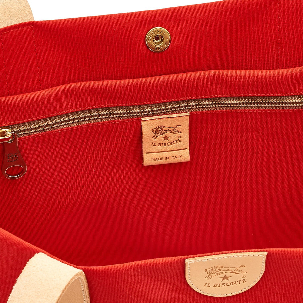 Women's shoulder bag in fabric color red/natural — 
interior detail view
 — 5 of 5