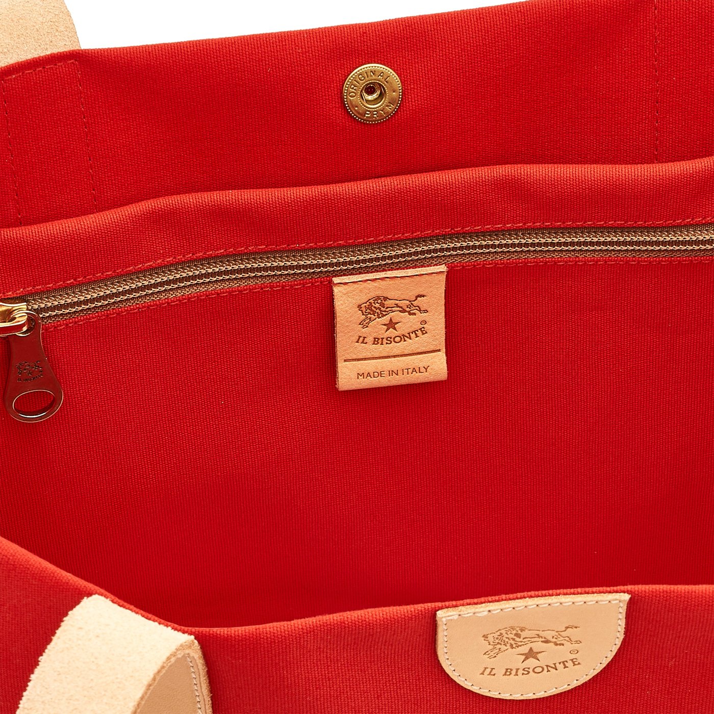 Women's shoulder bag in fabric color red/natural — 
interior detail view
 — 5 of 5