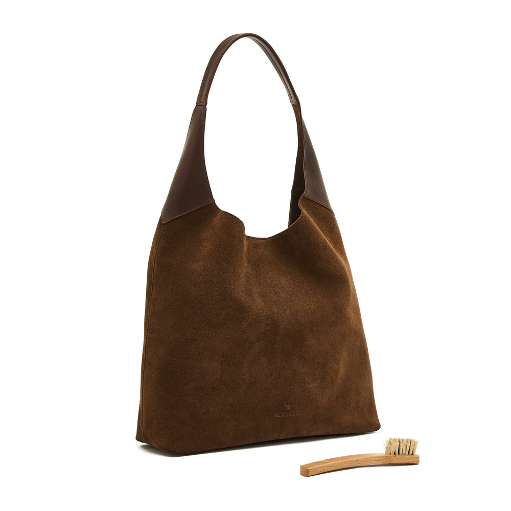 Le laudi | Borsa a spalla da donna in suede colore testa di moro