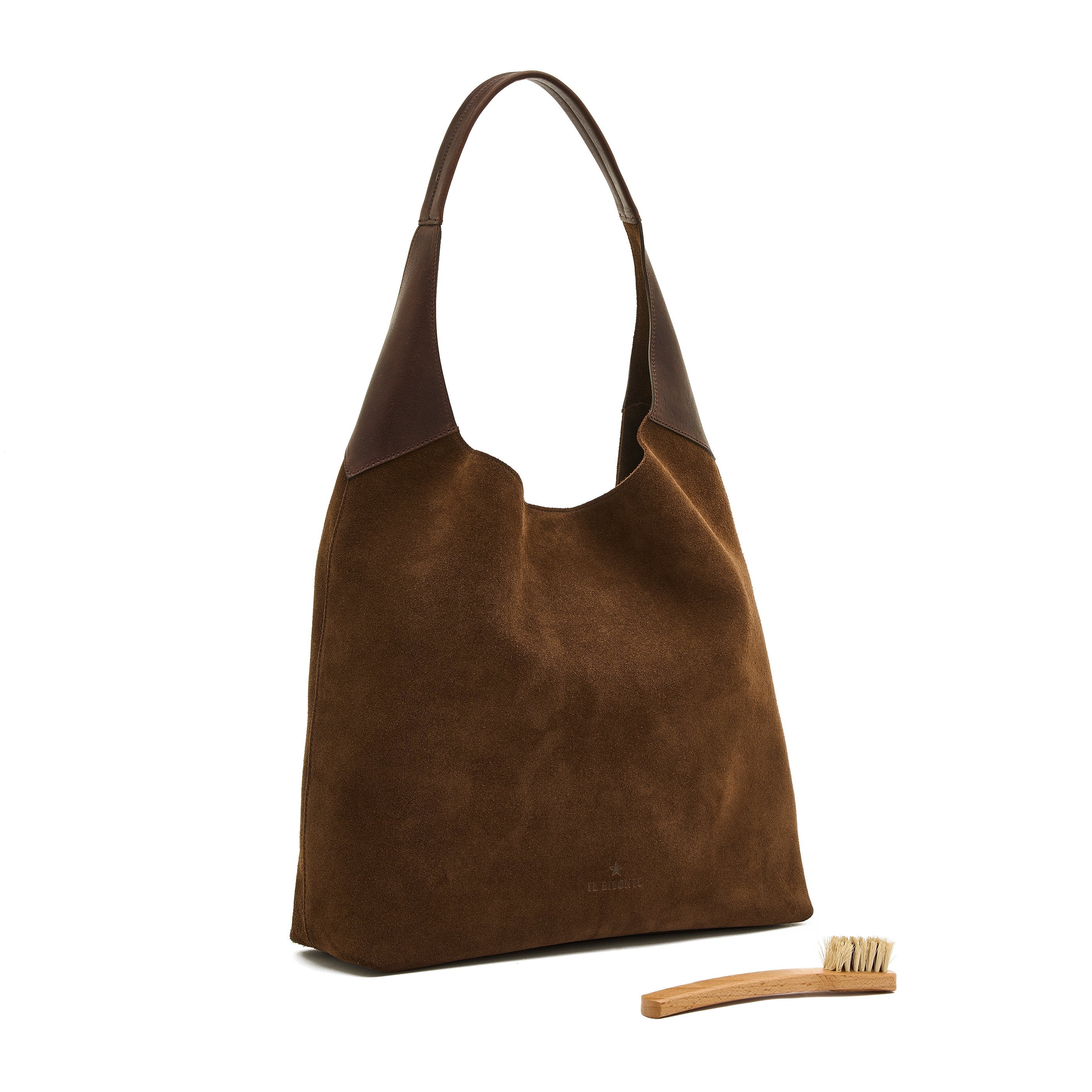 Le laudi | Borsa a spalla da donna in suede colore testa di moro