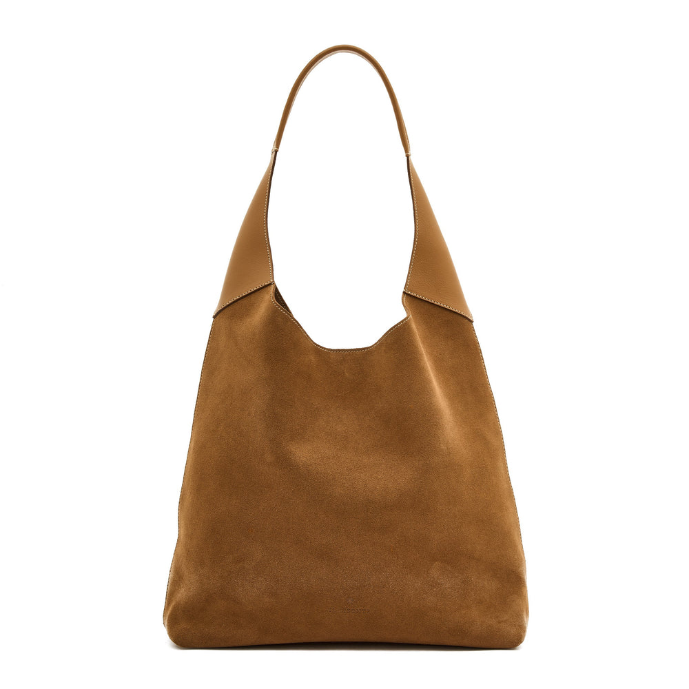 Le laudi | Women's shoulder bag in suede color gianduia