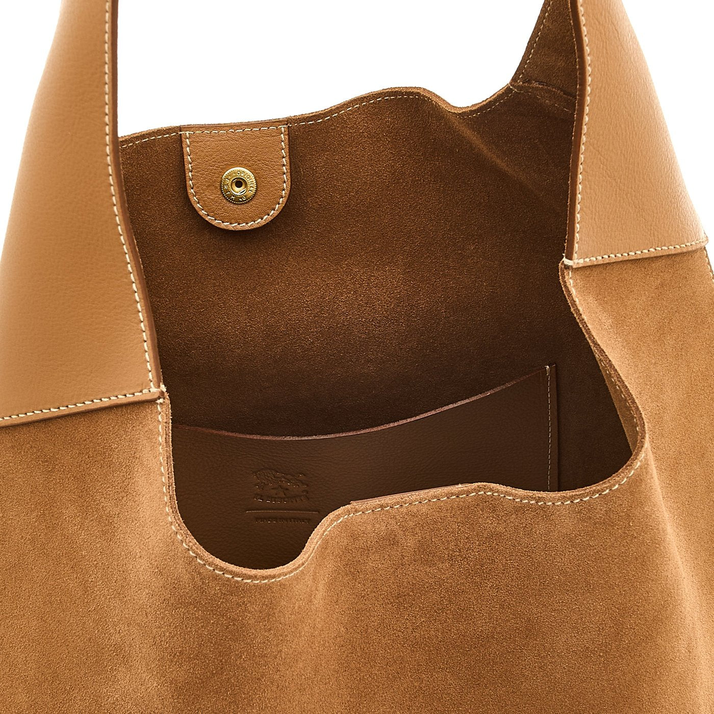 Le laudi | Women's shoulder bag in suede color gianduia