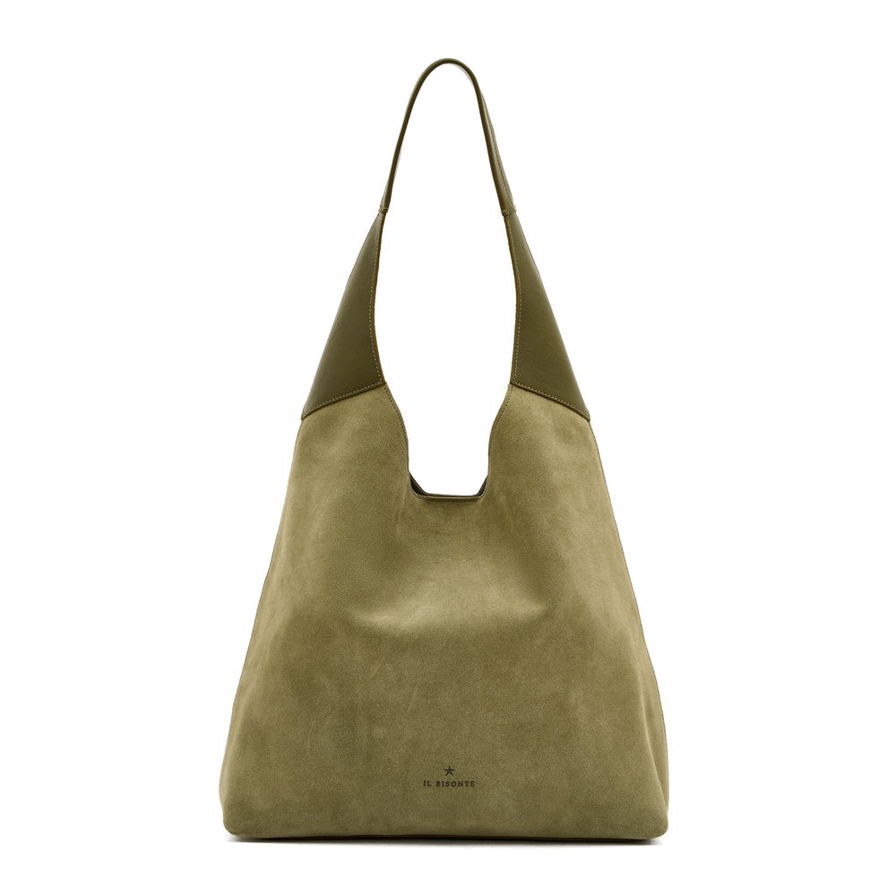 Le laudi | Borsa a spalla da donna in suede colore bamboo