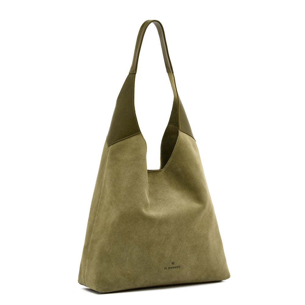 Le laudi | Borsa a spalla da donna in suede colore bamboo