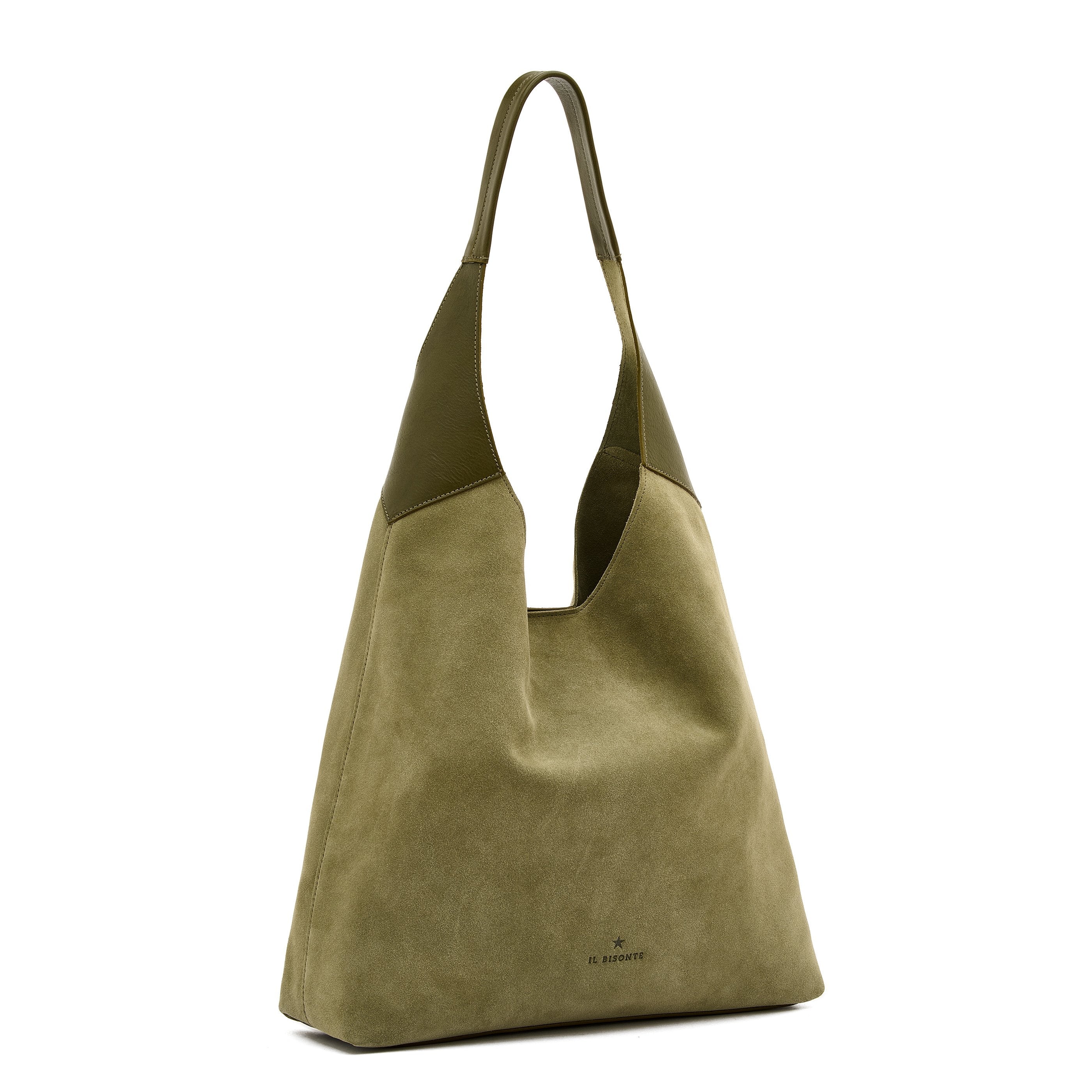 Le laudi | Borsa a spalla da donna in suede colore bamboo