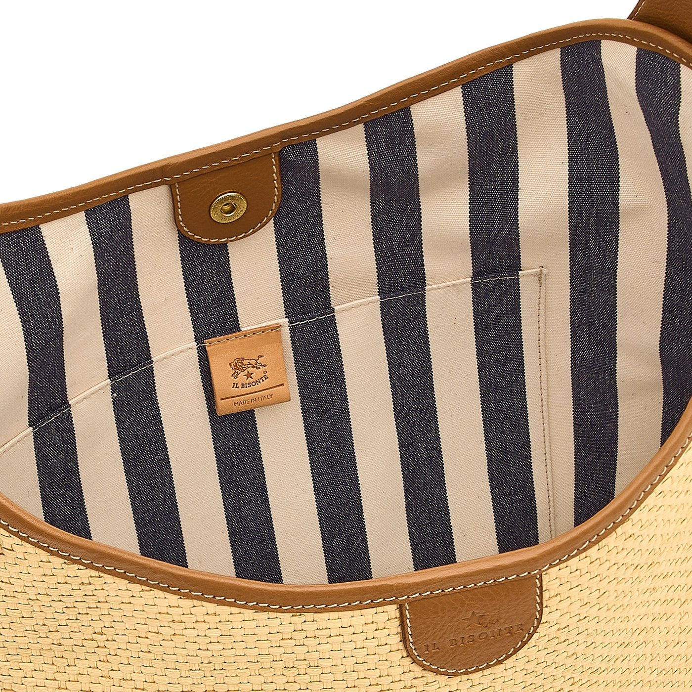 Raffia | Borsa a spalla da donna in tessuto colore beige / gianduia