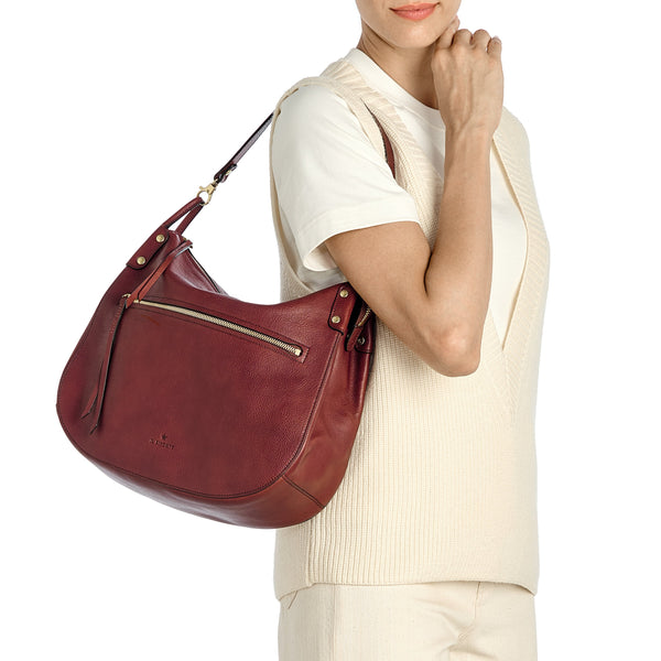 Essenza | Women's shoulder bag in vintage leather color sepia