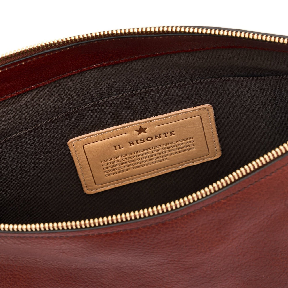 Essenza | Women's shoulder bag in vintage leather color sepia — 
interior detail view
 — 4 of 6