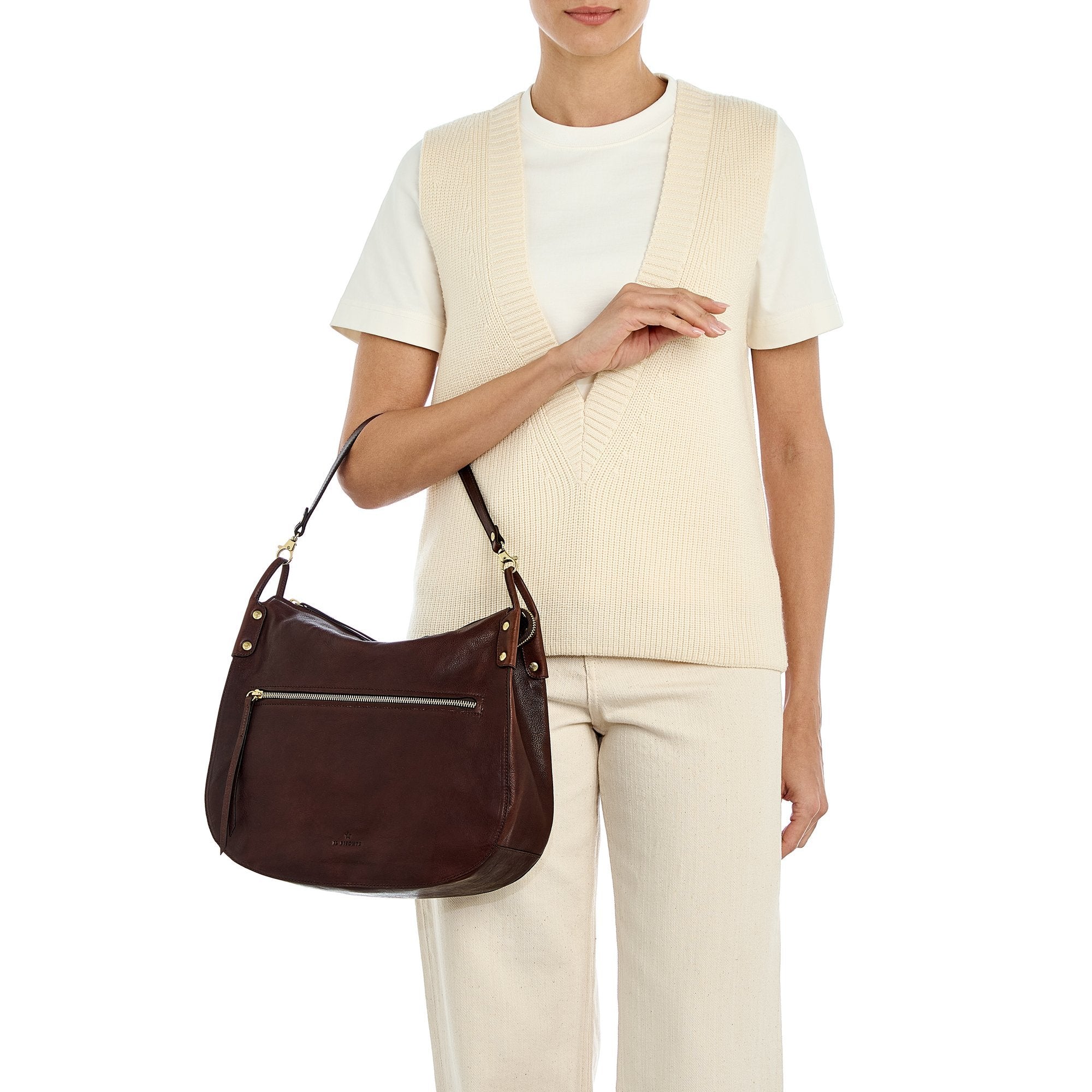 Essenza | Women's shoulder bag in vintage leather color coffee — 
product detail view
 — 5 of 8