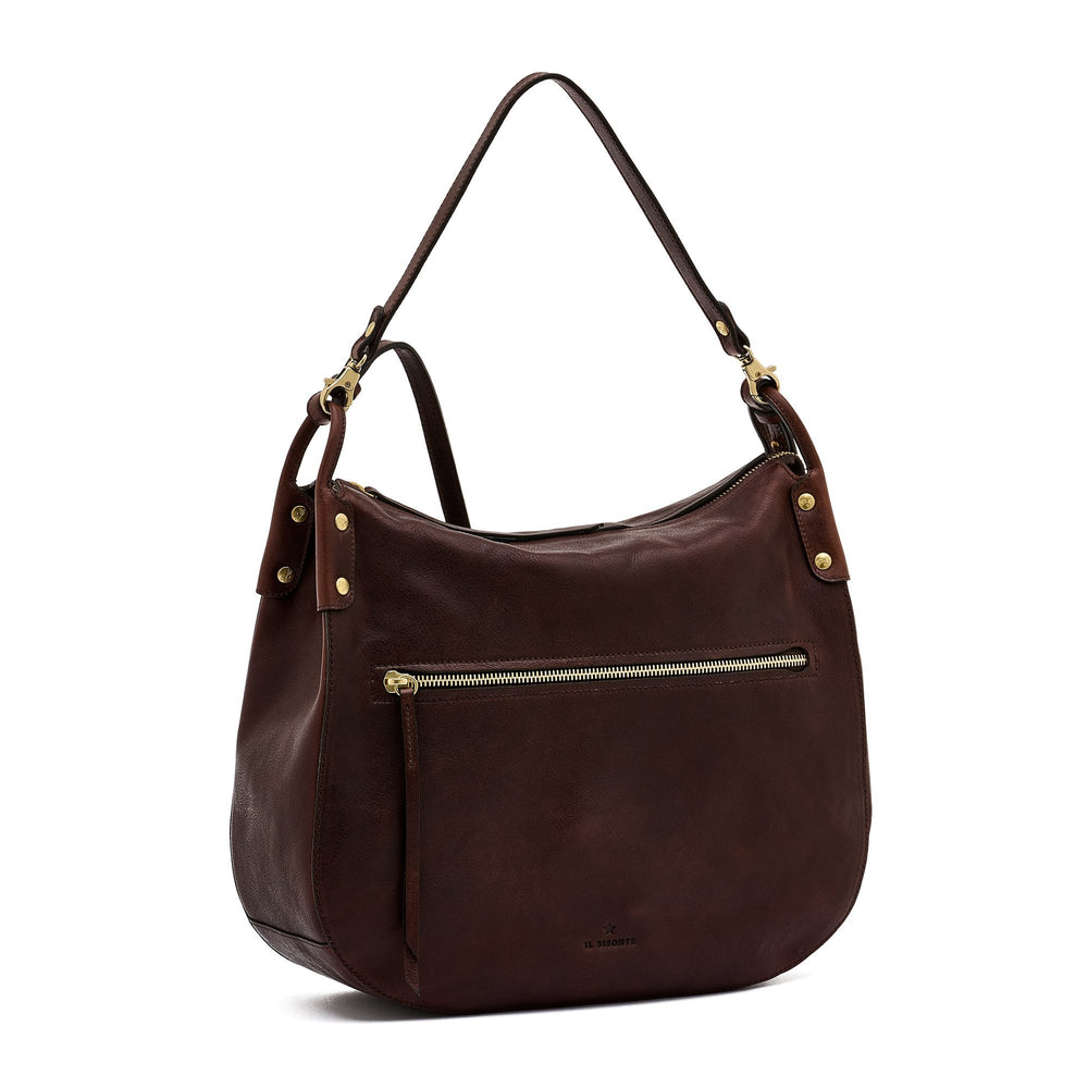 Essenza | Women's shoulder bag in vintage leather color coffee — 
side view
 — 3 of 5