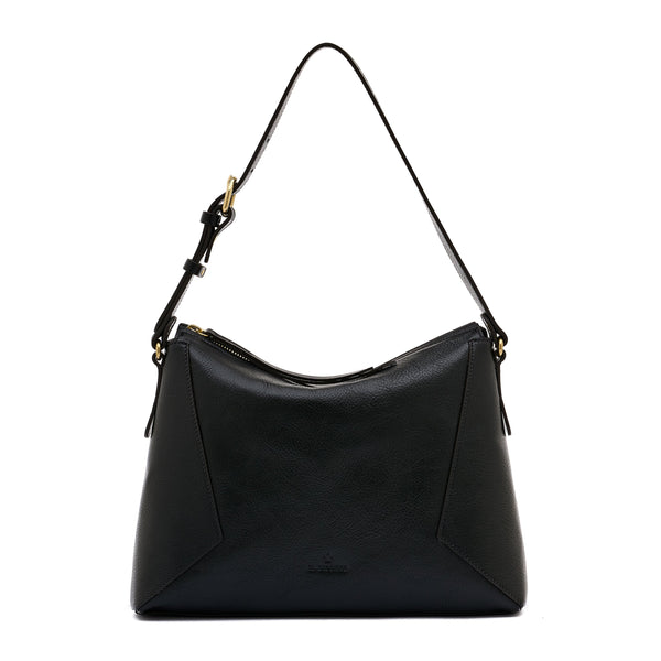 Storia | Sac epaule pour femme en cuir couleur noir — 
front view
