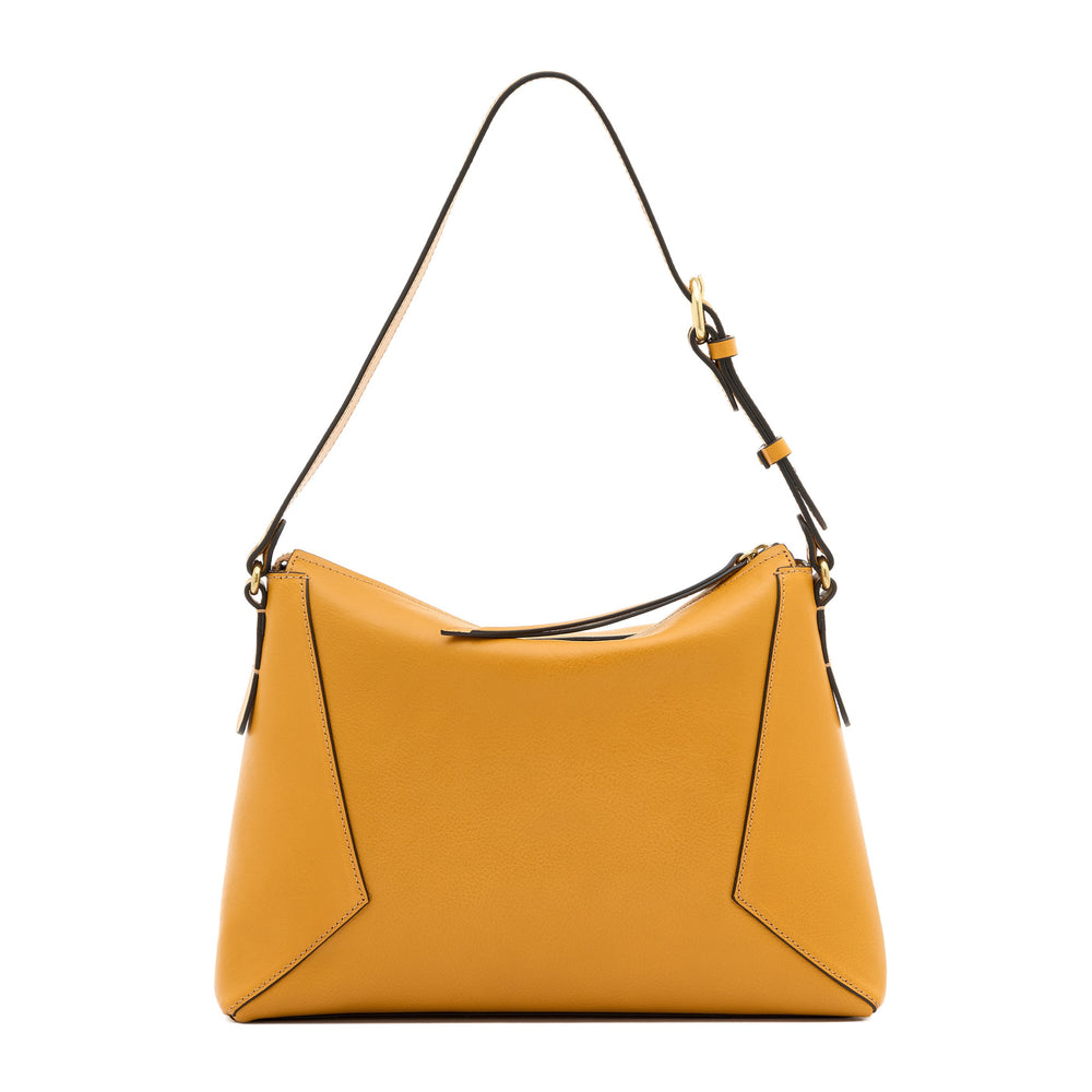 Storia | Sac epaule pour femme en cuir couleur jaune narciso — 
back or detail view
 — 4 of 7