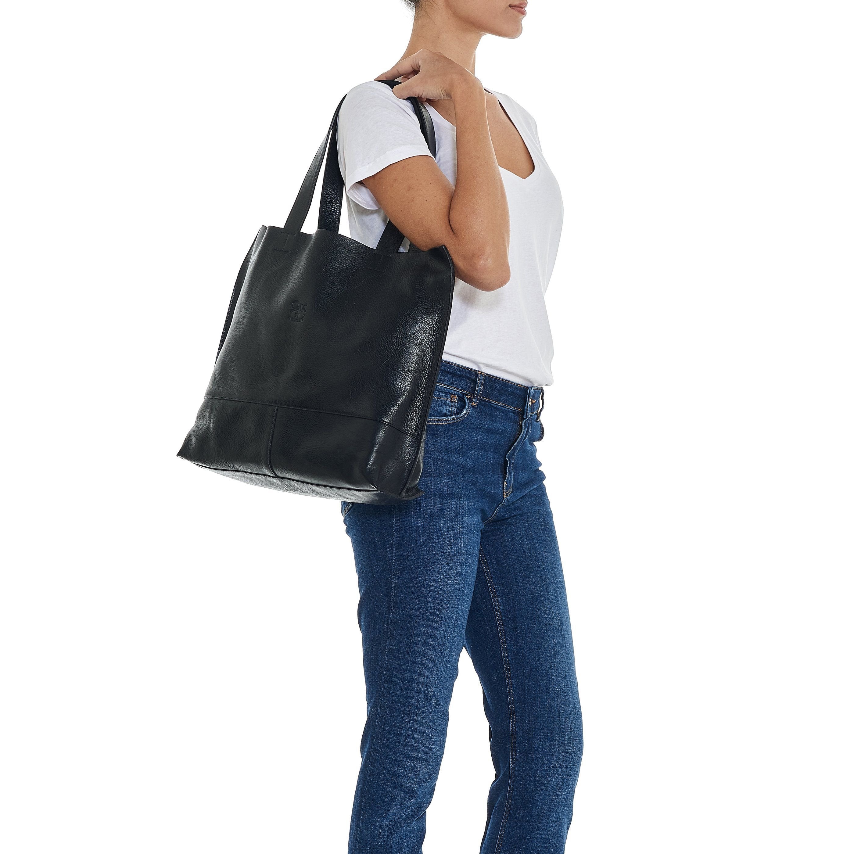 Valentina | Women's Tote Bag in Leather Color Black