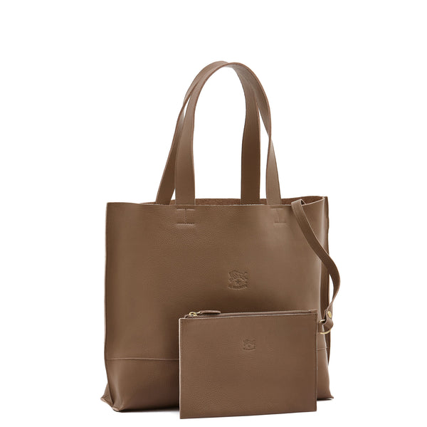 Talamone | Women's tote bag in leather color light grey