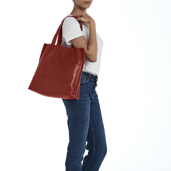 Talamone | Women's tote bag in leather color red
