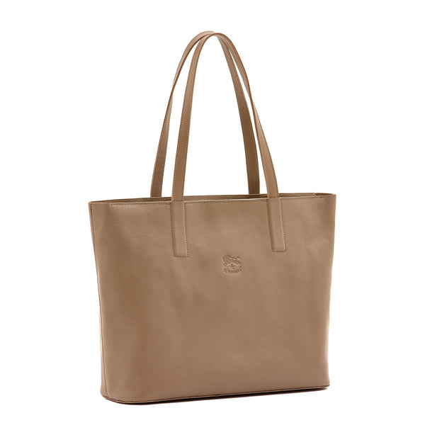 New icon | Women's tote bag in leather color light grey
