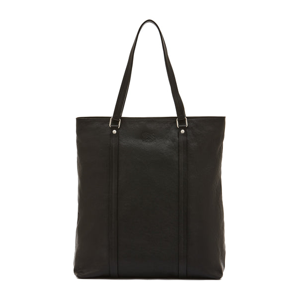 Trebbio | Men's tote bag in vintage leather color black