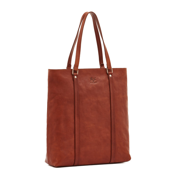 Trebbio | Men's tote bag in vintage leather color sepia