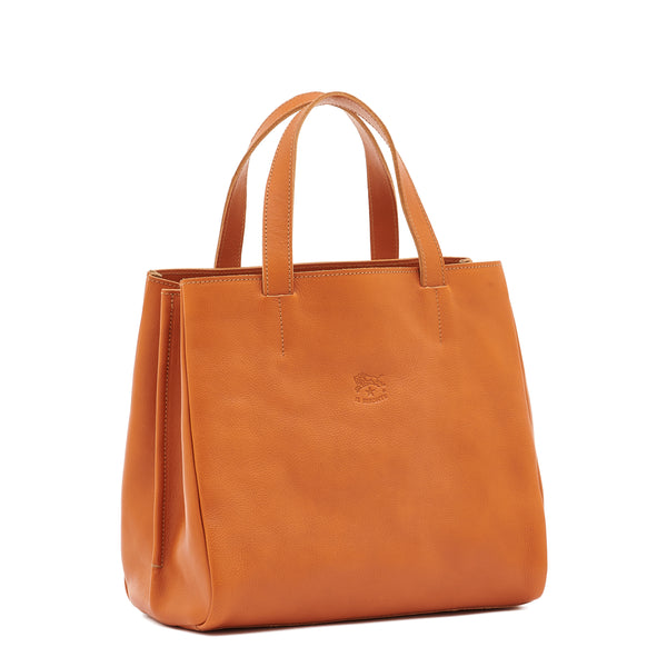 Opale | Women's tote bag in leather color caramel