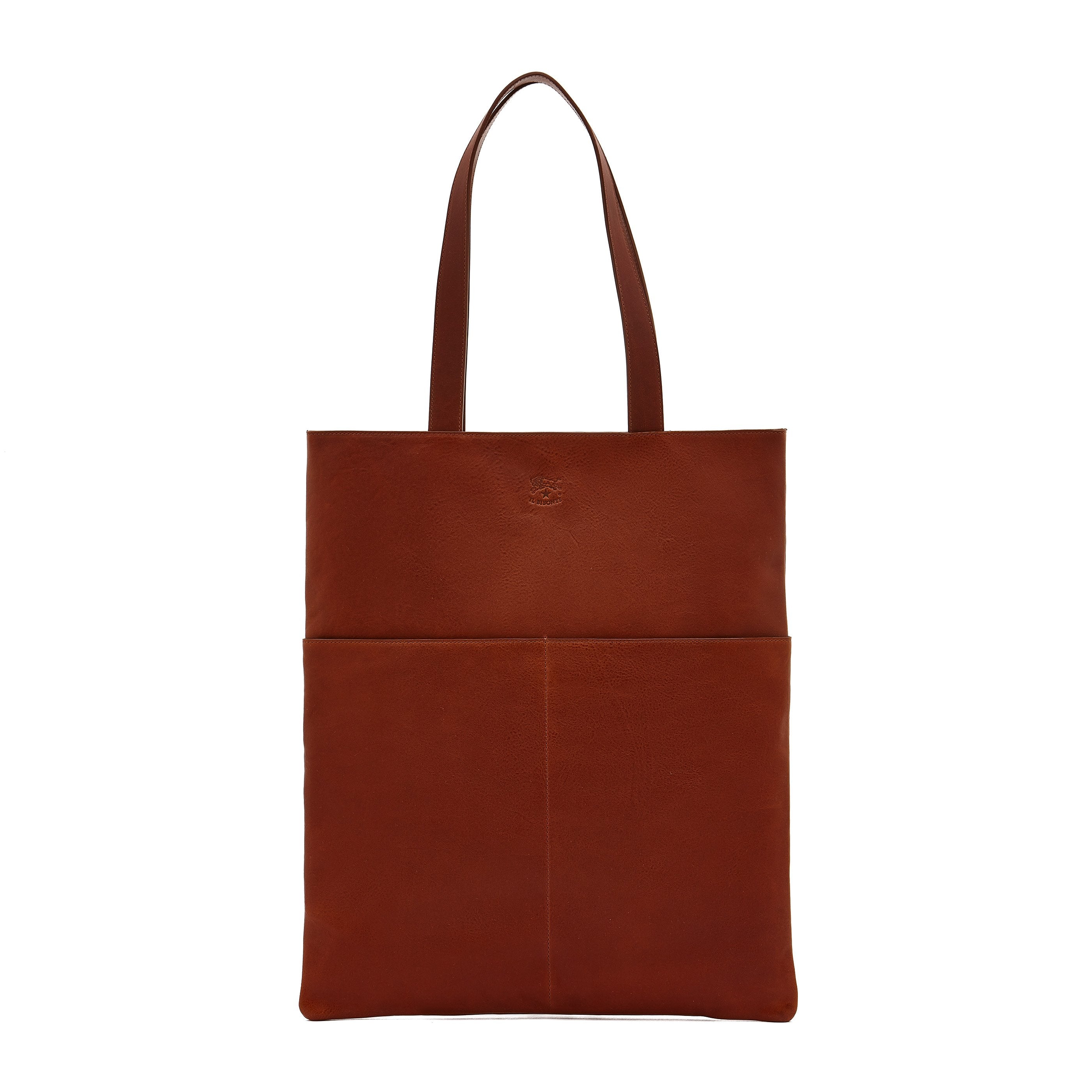 Oriuolo | Men's tote bag in vintage leather color sepia