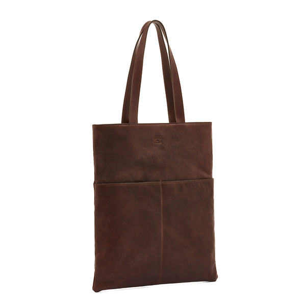 Oriuolo | Men's tote bag in vintage leather color coffee