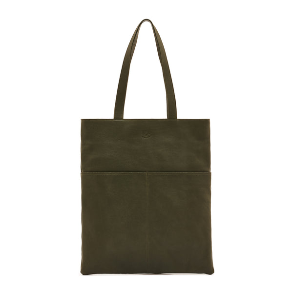 Oriuolo | Men's tote bag in vintage leather color forest