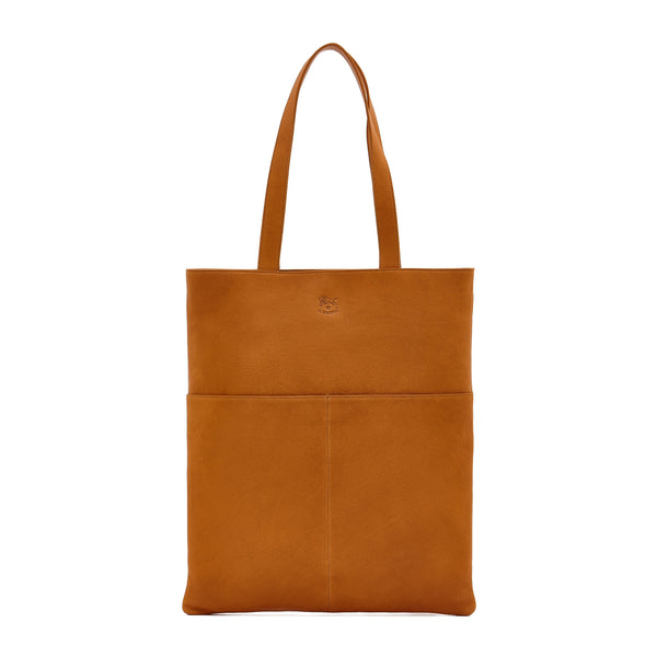 Oriuolo | Men's tote bag in vintage leather color natural