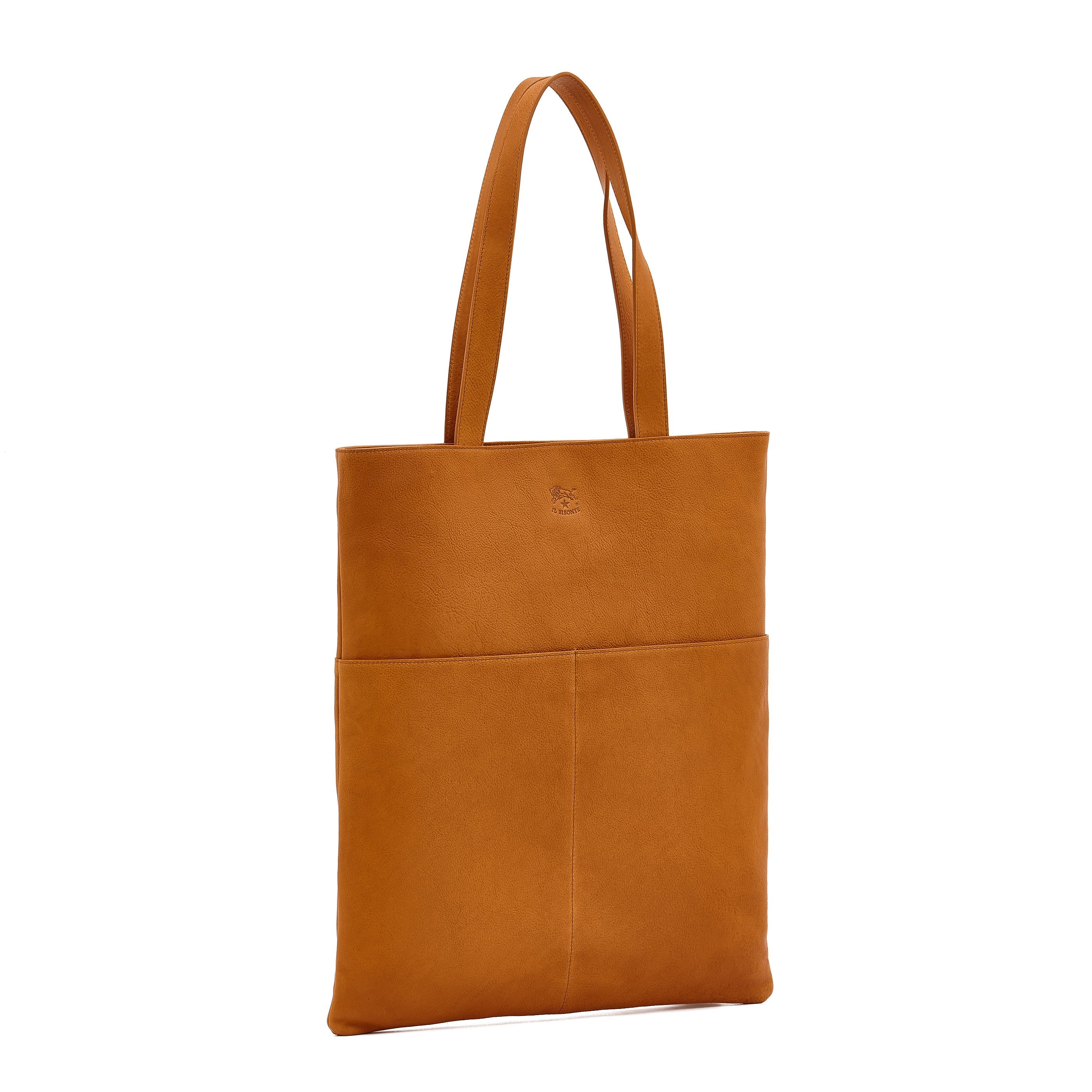 Oriuolo | Men's tote bag in vintage leather color natural