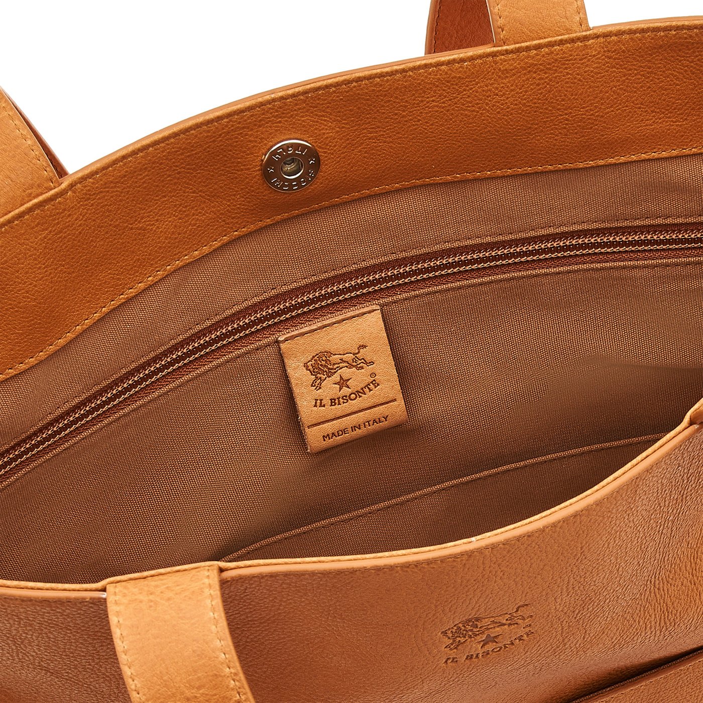 Oriuolo | Men's tote bag in vintage leather color natural