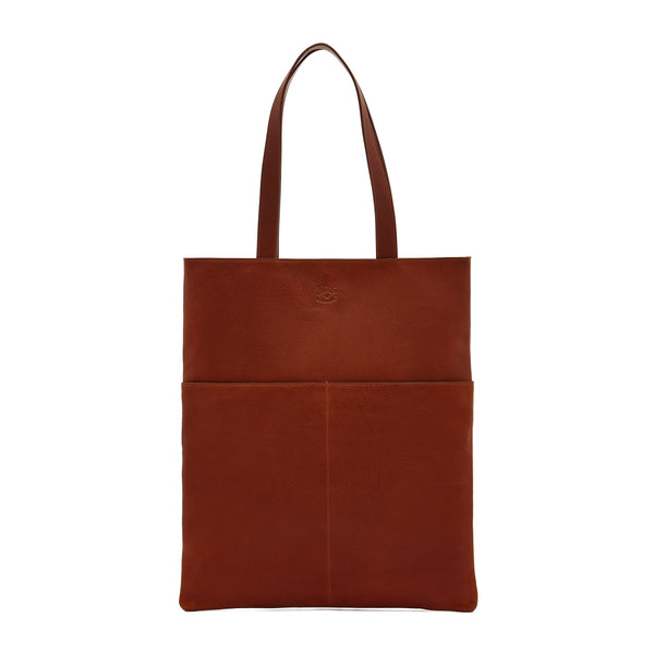 Oriuolo | Men's tote bag in vintage leather color sepia