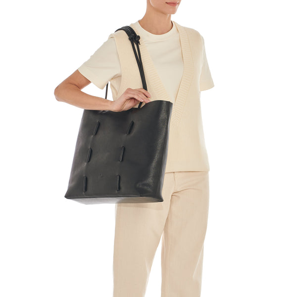 Snodo | Women's tote bag in vintage leather color black