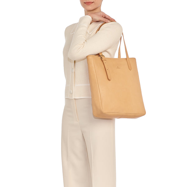 Novecento | Women's tote bag in leather color natural