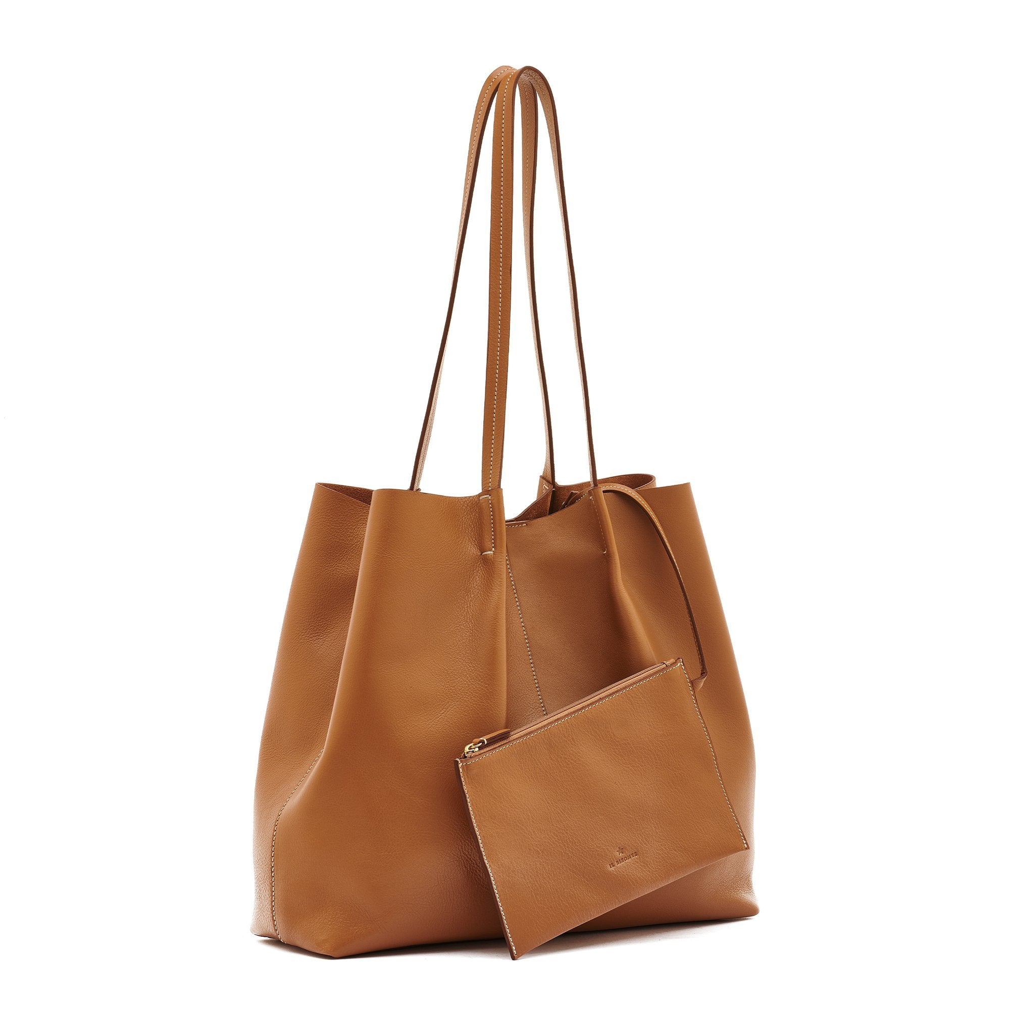Nina | Sac fourre-tout pour femme en cuir couleur gianduia — 
side view
 — 3 of 8
