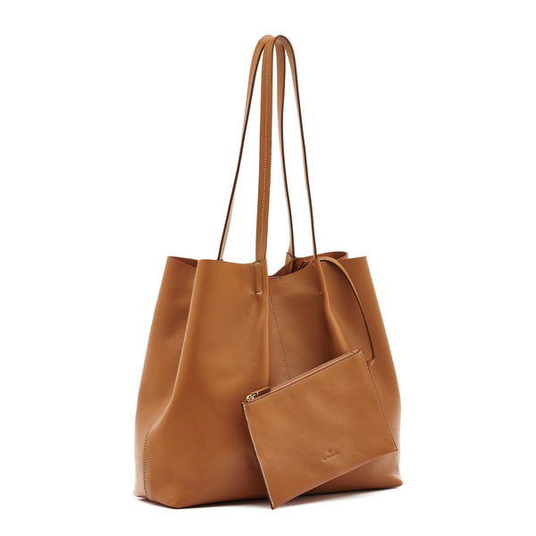 Nina | Women's tote bag in leather color gianduia