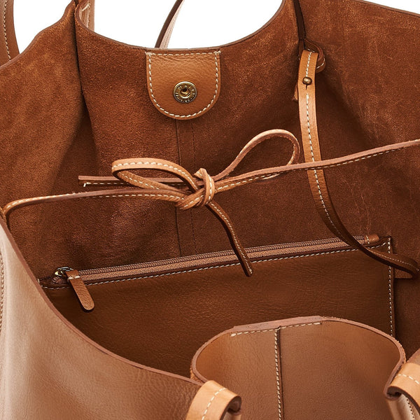 Nina | Women's tote bag in leather color gianduia