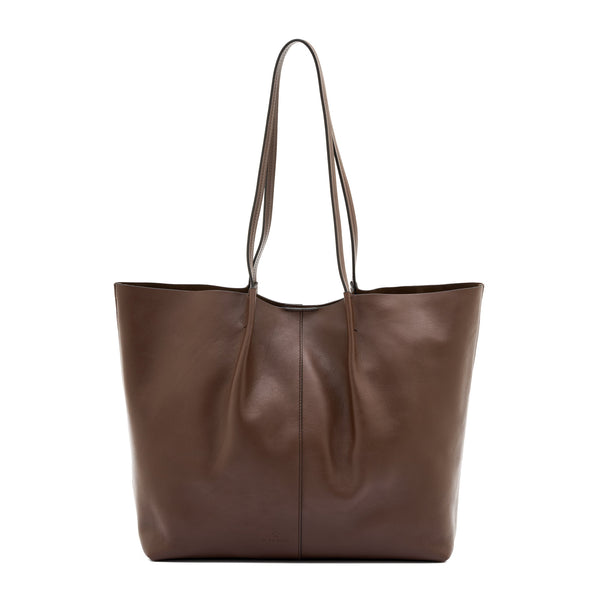 Nina | Sac fourre-tout pour femme en cuir couleur marron tabacco — 
front view
