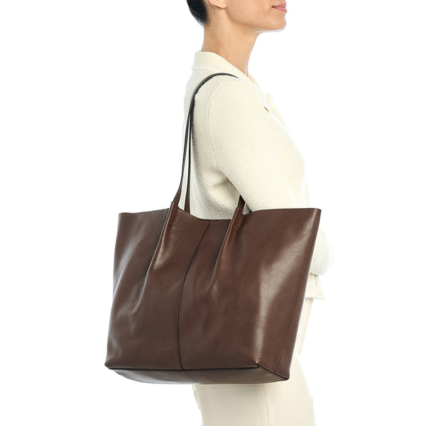 Nina | Sac fourre-tout pour femme en cuir couleur marron tabacco