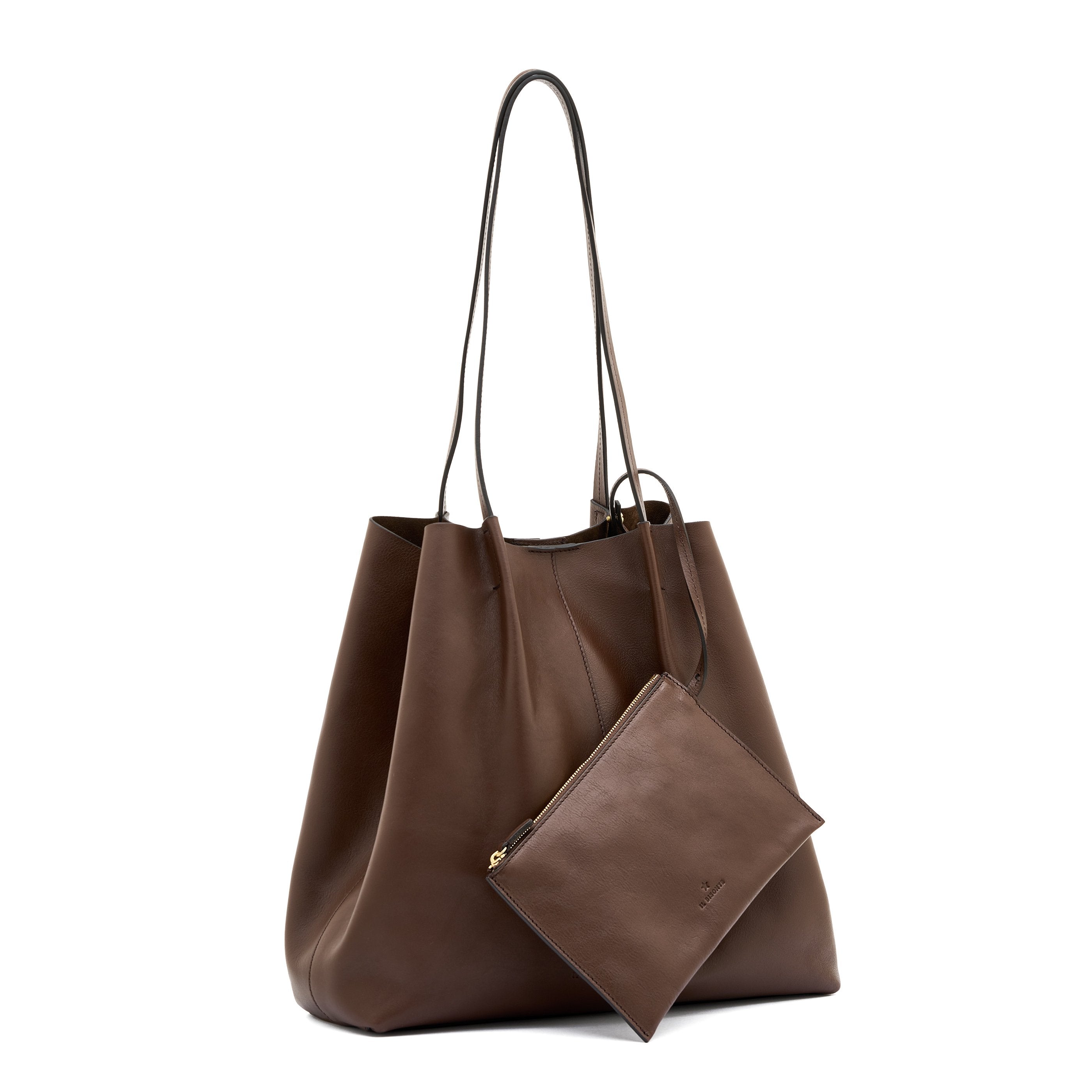 Nina | Sac fourre-tout pour femme en cuir couleur marron tabacco — 
side view
 — 3 of 8