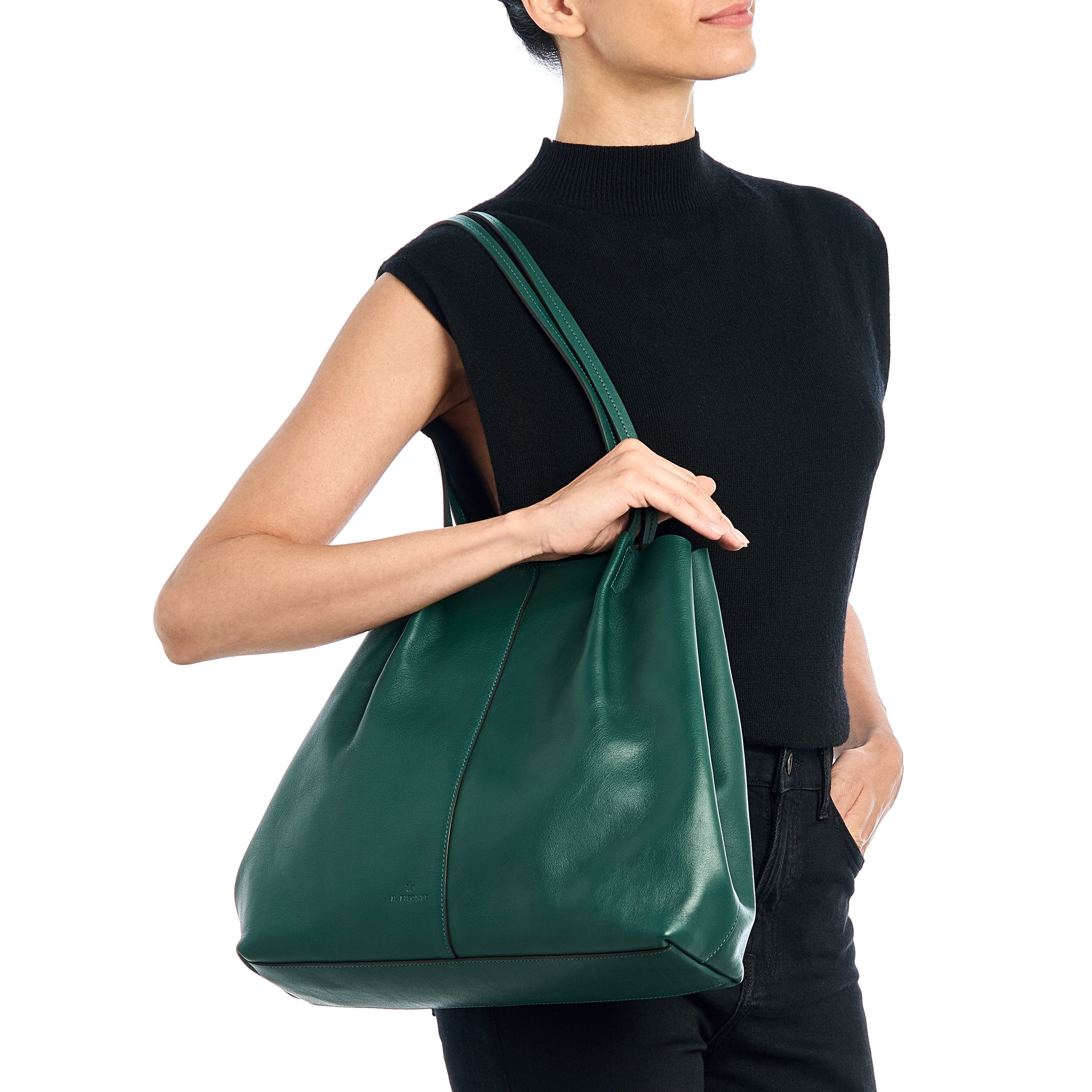 Nina | Shopping da donna in pelle colore verde oleandro — 
product detail view
 — 6 of 8