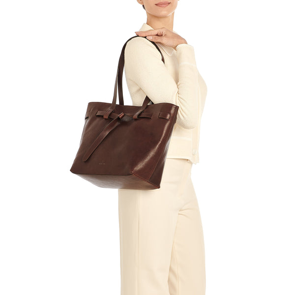 Elisa | Women's tote bag in vintage leather color coffee