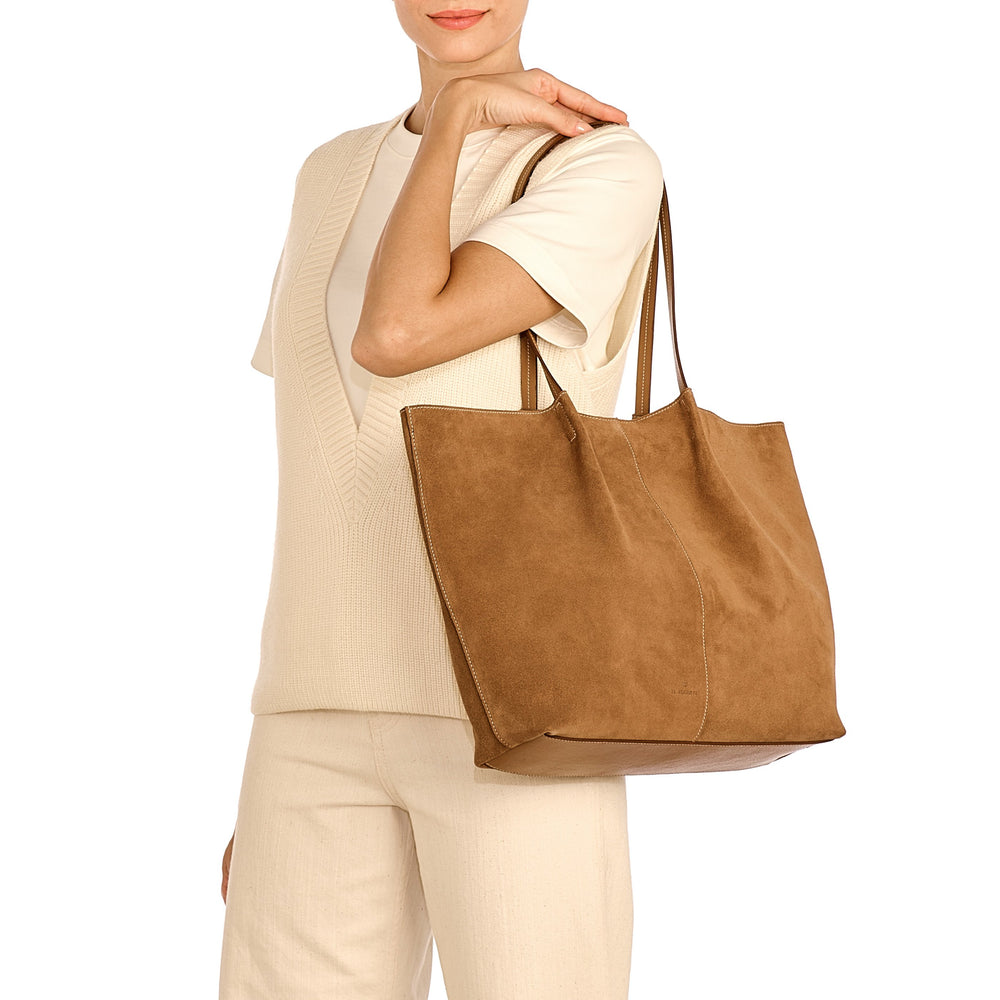 Nina | Sac fourre-tout pour femme en suede couleur gianduia