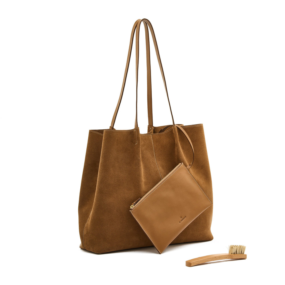 Nina | Sac fourre-tout pour femme en suede couleur gianduia