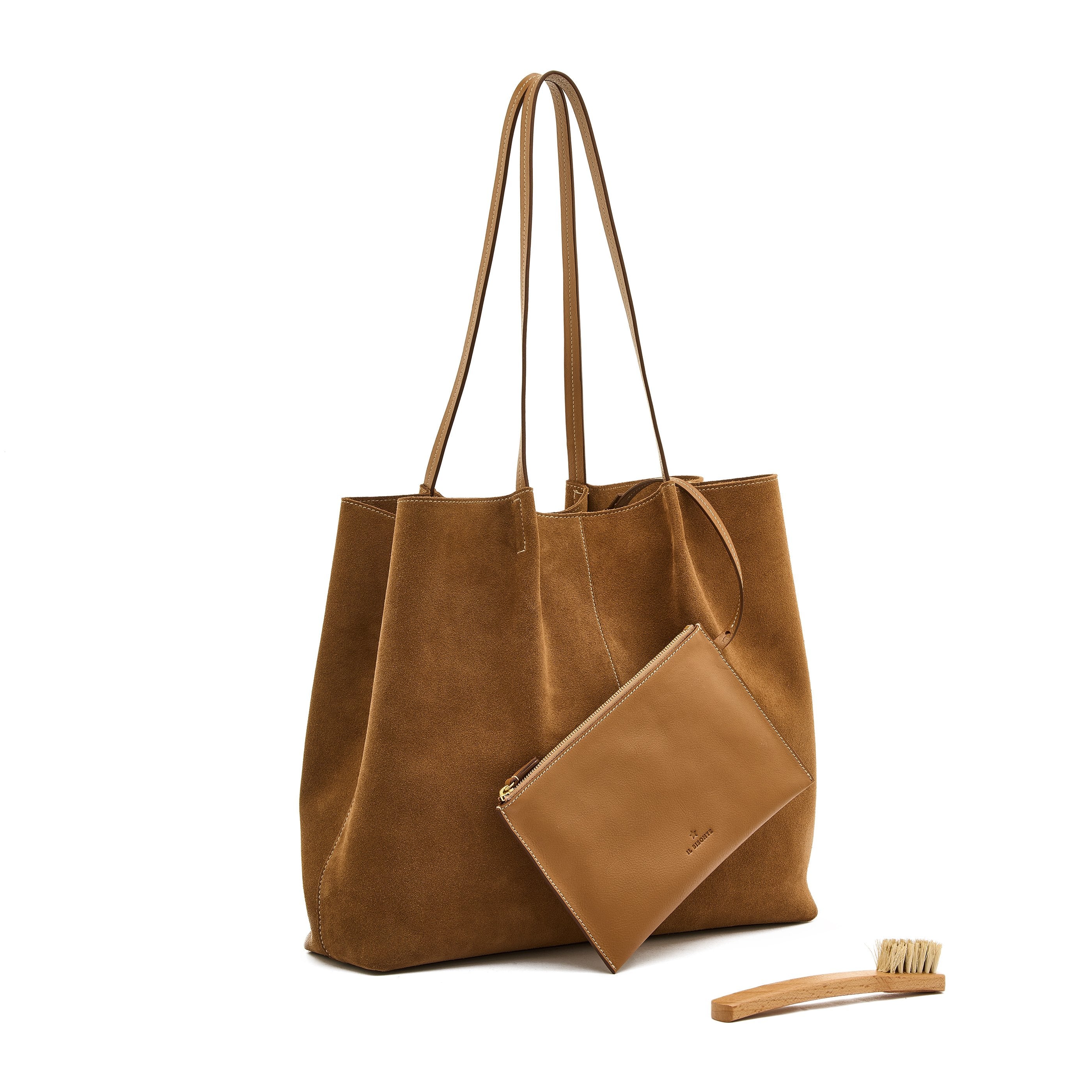 Nina | Sac fourre-tout pour femme en suede couleur gianduia